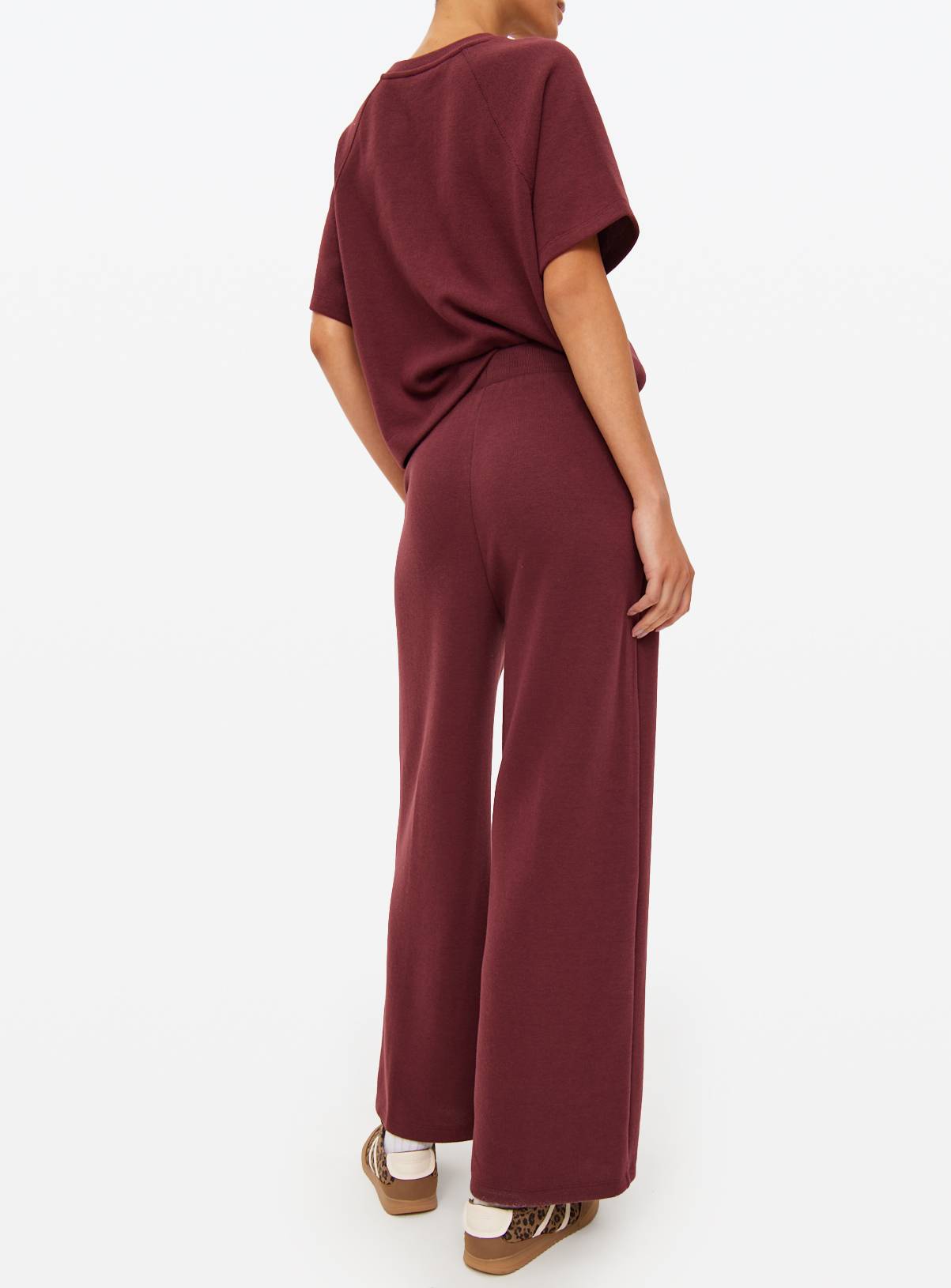 Burgundy Soft Touch Co-ord Wide Leg Jogger L - Image 4